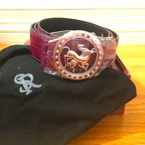 Purple Fuscia Silver Rhinestone Horse Belt